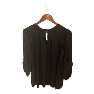 Dolan Left Coast Collection Womens Ruffle Sleeve Blouse Black Medium